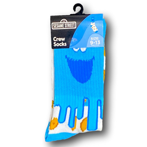 3/$20 Cookie Monster Sesame Street Funny Novelty Crew Socks - NWT